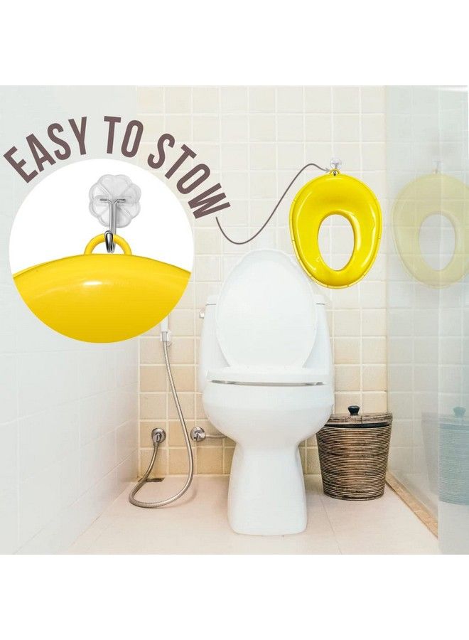 Baby Potty Training Toilet Seat For Boys And Girls Kids Nonslip With Splash Guard Fits Round & Oval Toilets Free Includes Storage Hook (Yellow)