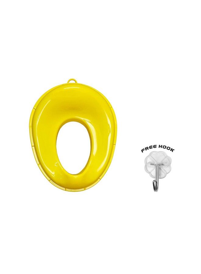 Baby Potty Training Toilet Seat For Boys And Girls Kids Nonslip With Splash Guard Fits Round & Oval Toilets Free Includes Storage Hook (Yellow)