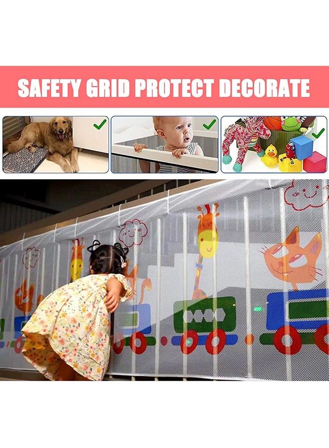 3M*0.8M Safety Banister Guards For Baby With With 40 Nylon Zip Ties Thicken Polyester Baby Staircase Rail Guard And Balcony Safety Net For Indoor Outdoor Patios Or Balcony Use