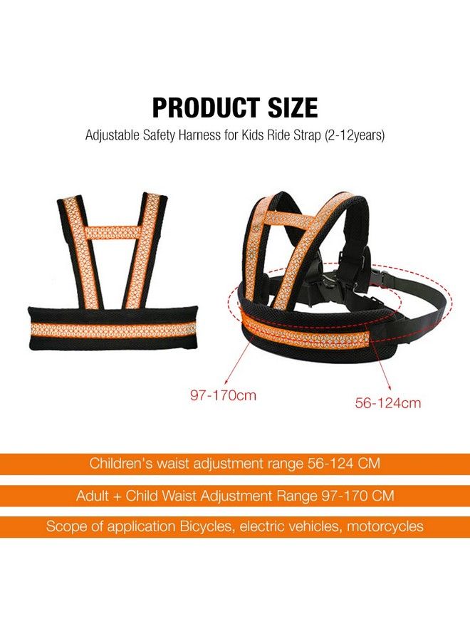 Kids Safety Belt For Two Wheeler With Reflective Strips Portable Seat Belt Children Motorcycle Harness For Motorcycle Bike Adjustable Safety Harness For Kids Ride Strap (212Years)