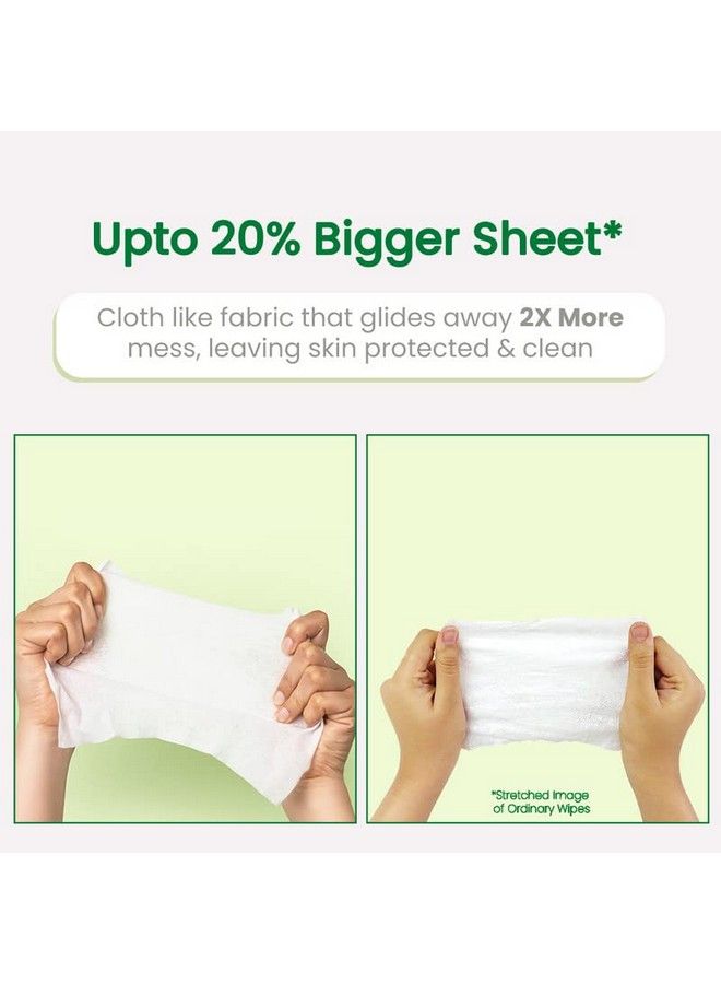 Natural Care Baby Wipes I 100% Plant Made Fabric From Forest Land ; Fresh + Cleanse (With Cucumber) Wet Wipes For Baby I Cotton Cloth Like Bigger Sheets ; 60 Pcs (Pack Of 3)