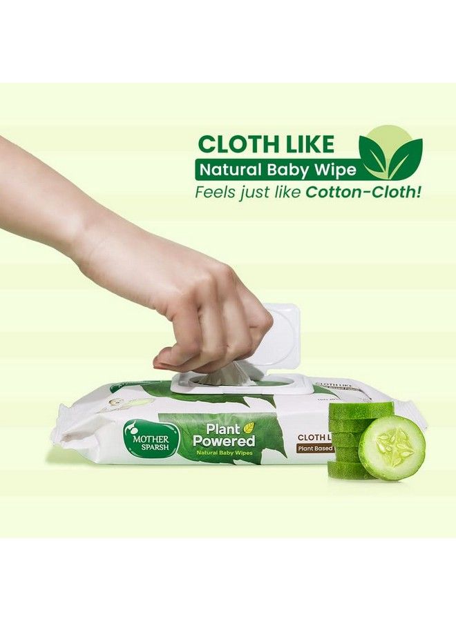 Natural Care Baby Wipes I 100% Plant Made Fabric From Forest Land ; Fresh + Cleanse (With Cucumber) Wet Wipes For Baby I Cotton Cloth Like Bigger Sheets ; 60 Pcs (Pack Of 3)