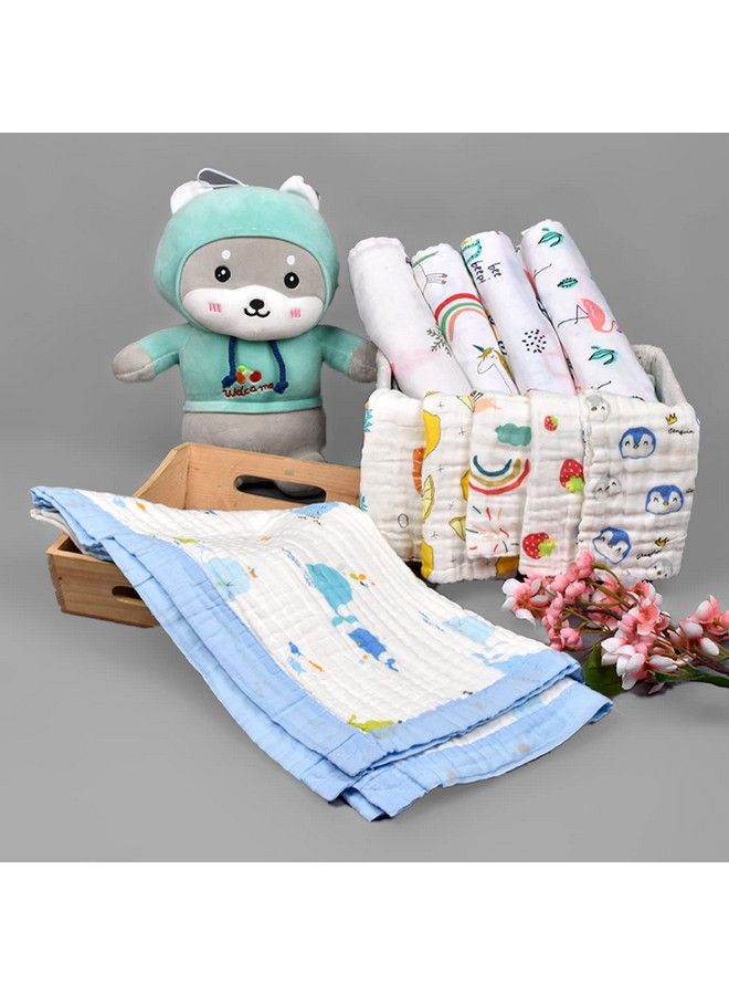 Organic Muslin New Born Baby Gift Setblue White10 Items