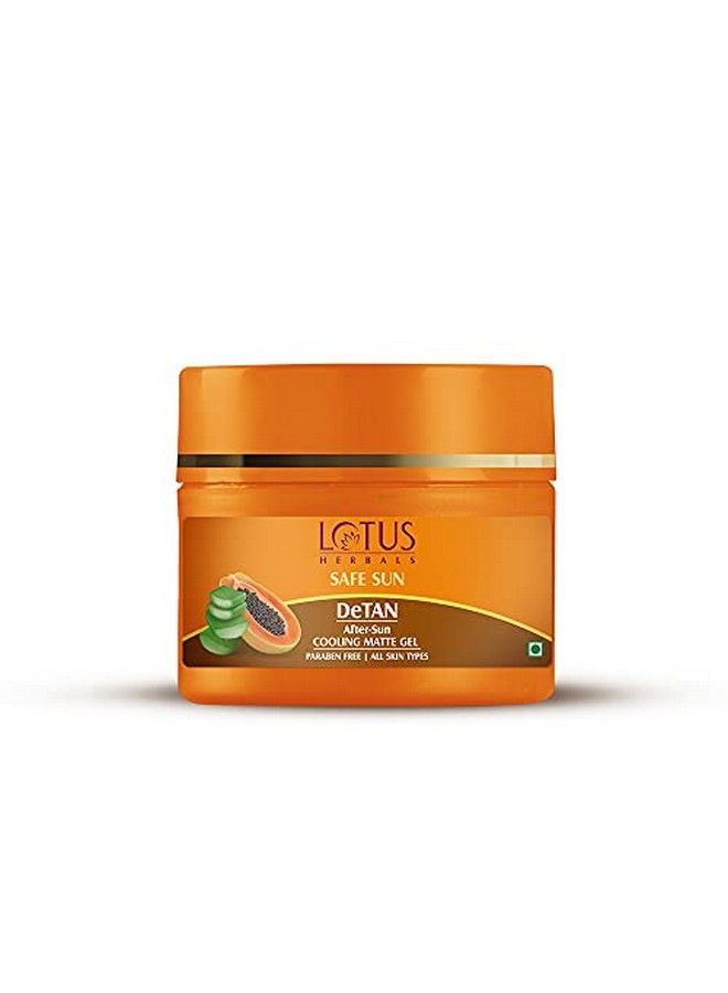 Safe Sun Detan Aftersun Cooling Matte Gel ; Papaya & Aloe Vera ; Paraben Free ; All Skin Types ; 100G