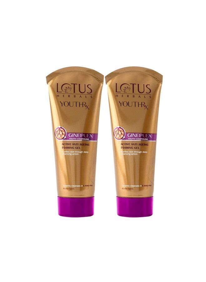 Youthrx Active Anti Ageing Foaming Gel Face Wash ; With Jojoba Ginseng & Ginger ; 100G (Pack Of 2)