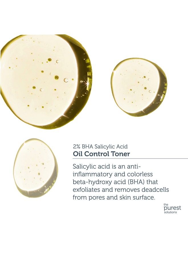 Oil Control Toner (2% Bha Salicylic Acid) Oily Pore Balancing Toner For Acne & Scarred Skin Blackhead Targeted Formula Vegan ; Cruelty Free ; Eco Friendly (676 Fl Oz)
