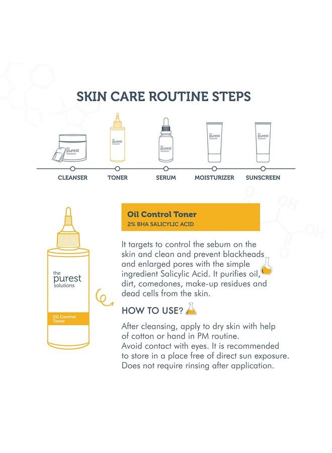 Oil Control Toner (2% Bha Salicylic Acid) Oily Pore Balancing Toner For Acne & Scarred Skin Blackhead Targeted Formula Vegan ; Cruelty Free ; Eco Friendly (676 Fl Oz)