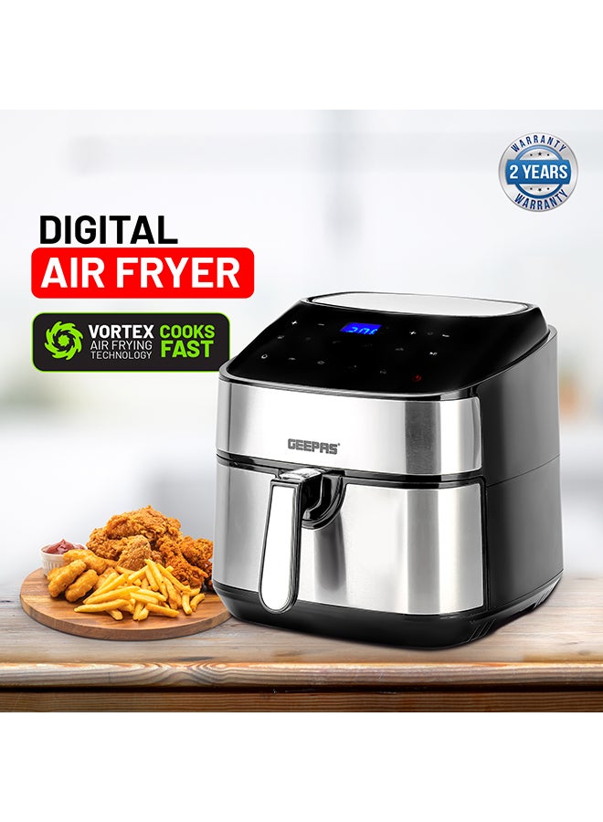 Digital Air Fryer 7.5 L Capacity With 5.5 L Inner Basket| Equipped With Vortex Air Frying Technology Digital Display With Touch Screen 7.5 L 1800 W GAF37530UK Black and Silver