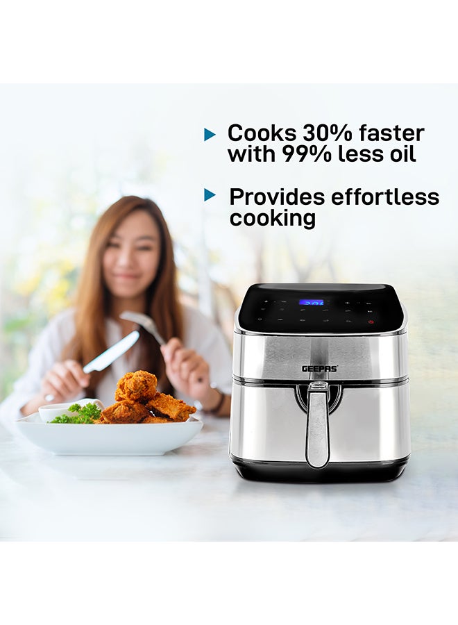 Digital Air Fryer 7.5 L Capacity With 5.5 L Inner Basket| Equipped With Vortex Air Frying Technology Digital Display With Touch Screen 7.5 L 1800 W GAF37530UK Black and Silver
