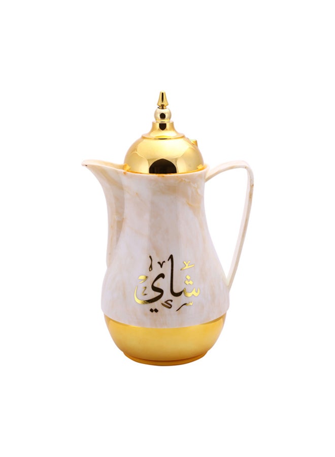 Royalford Portable & Leak-resistant Royal Marble Tea & Cawa聽 1L + 1L 2 Pieces Set RF9412 Brown/Gold