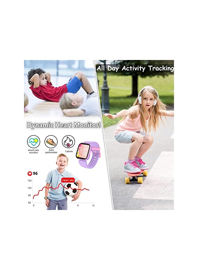 Kids Smart Watch for Girls Boys,Fitness Tracker with Heart Rate Sleep Monitor,19 Sport Modes Activity Tracker with Pedometer Steps Calories Counter,Waterproof Alarm Clock Kids Gift (Black)