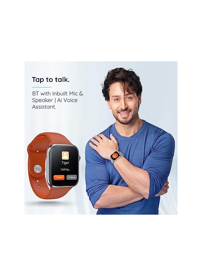 Smart watch for men | Women Pebble Frost large display with bluetooth calling smartwatch fitness tracker with sports mode HR monitor oxygen and steps tracker waterproof smart watch Winter Fire