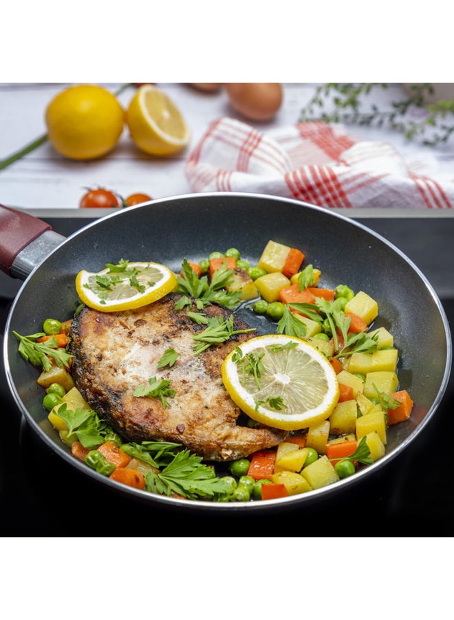 2Pcs Non-Stick Fry Pan Set 2.5Mm Thickness Press Aluminium Material Cd Bottom Strong Bakelite Handle 3 Layer Durable Non-Stick Coating Multicolour 28 & 22 Cmcm