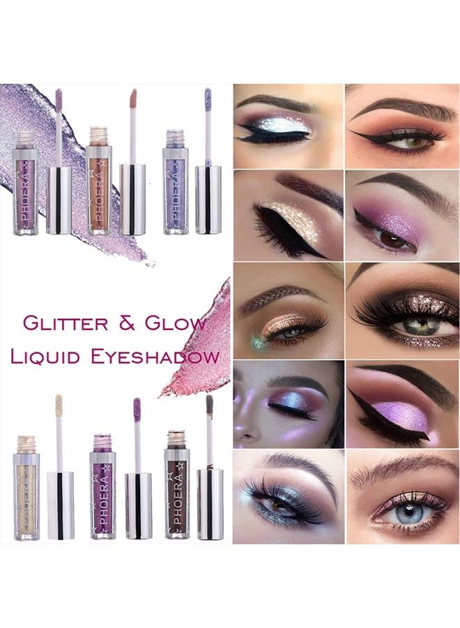 Glitter Eyeshadow，Makeup For Eyes Liquid Shimmer Sparkle Glow Light Colors Pencil Stick Shiny Long Lasting Waterproof Shining Eye Shadow Sets Metallic Pigments Metals Gloss Sparkling Pen Kit (A105)