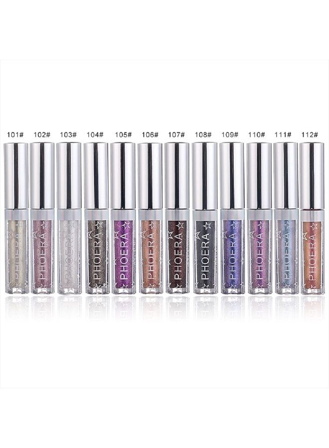 Glitter Eyeshadow，Makeup For Eyes Liquid Shimmer Sparkle Glow Light Colors Pencil Stick Shiny Long Lasting Waterproof Shining Eye Shadow Sets Metallic Pigments Metals Gloss Sparkling Pen Kit (A105)