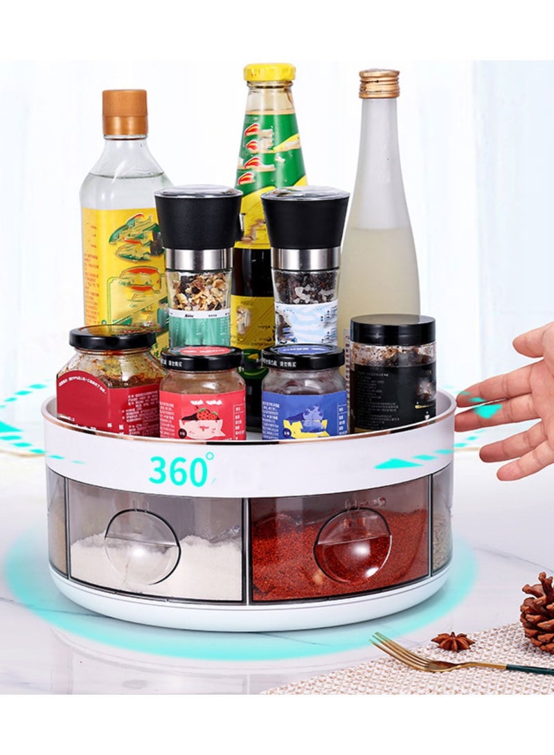 Spices Seasonings and Cosmetics Storage Box Can Be Rotated 360° With 6 Small Drawers