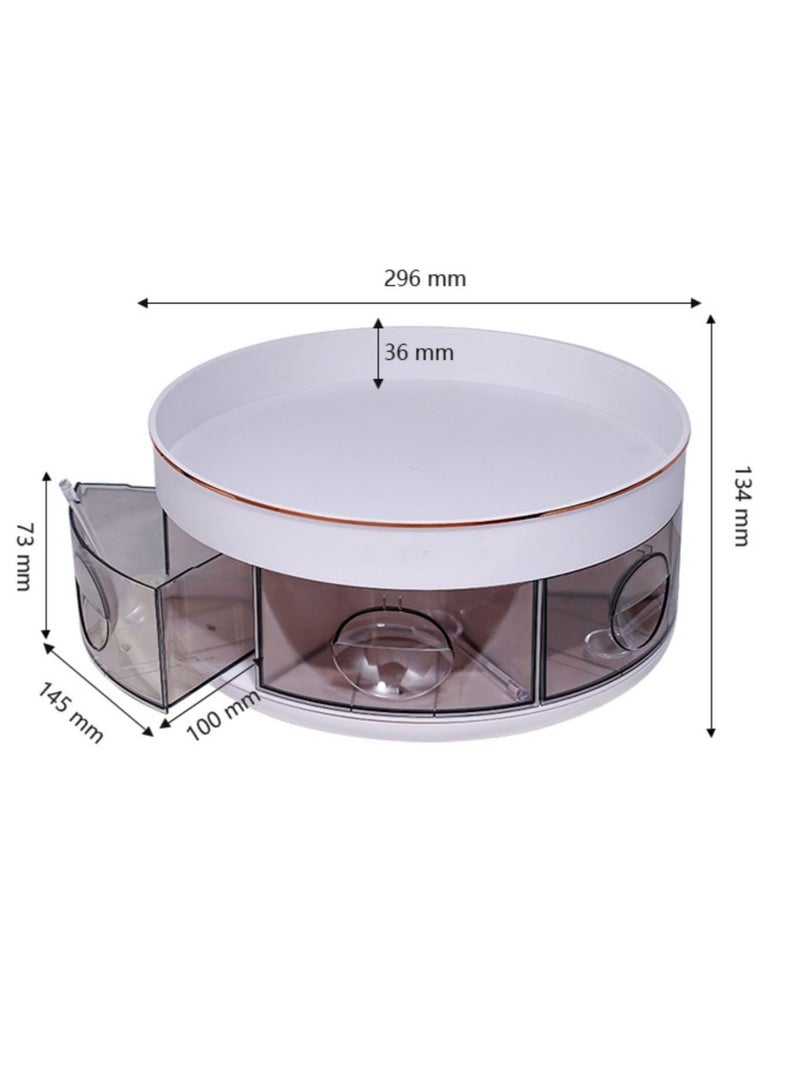 Spices Seasonings and Cosmetics Storage Box Can Be Rotated 360° With 6 Small Drawers
