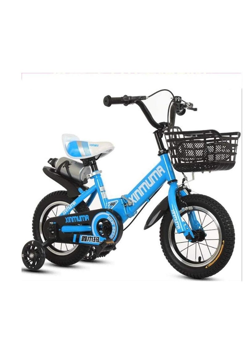 Kids Bike with Hand Brake and Basket for Ages 3-9 Years Girls, 12 14 16 18 Inch Princess Bikes Bicycles with Training Wheels and Fenders, Children Bicycle
