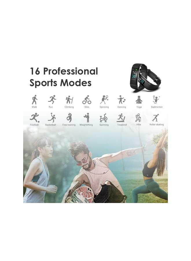 Fitness Tracker for Men and Women,Fitness Watch Waterproof with Activity Tracker and Sleep Monitor&Temperature Monitor,Smart Watch for Android and iOS Phones(Black)……