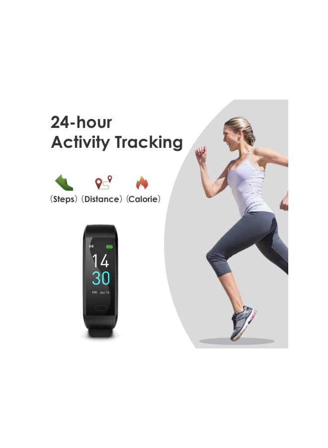 Fitness Tracker for Men and Women,Fitness Watch Waterproof with Activity Tracker and Sleep Monitor&Temperature Monitor,Smart Watch for Android and iOS Phones(Black)……