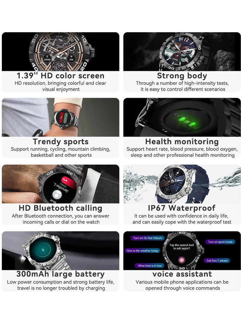 Men's Smartwatch With Heart Rate,Blood Oxygen,Sleep Monitor,IP67 Waterproof Bluetooth Calls,Fitness Tracker Sports Smart Watch For Android IOS