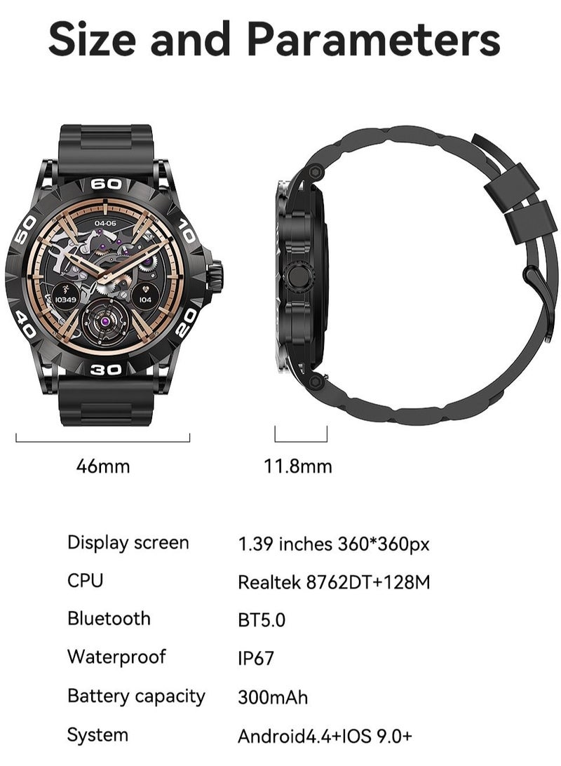 Men's Smartwatch With Heart Rate,Blood Oxygen,Sleep Monitor,IP67 Waterproof Bluetooth Calls,Fitness Tracker Sports Smart Watch For Android IOS