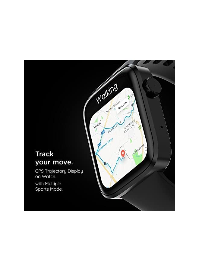 Pebble Cosmos Prime smart watches for men | Women large always on display smartwatch with bluetooth calling and Wireless Charging fitness tracker with HR monitor sleep tracking smart watch JET BLACK