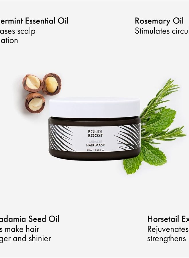 Miracle Mask 8.45 fl oz - Deep Conditioner Hair Mask for Thinning Hair Types - Promotes Thicker, Healthier, Fuller Hair - Repair Dry Damaged Hair - Vegan + Cruelty-Free - Australian Made