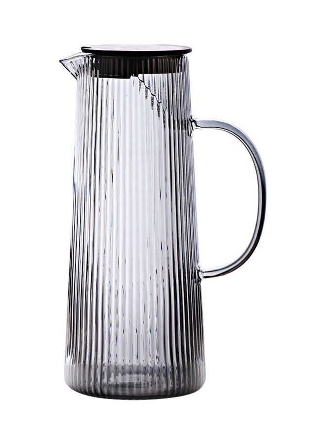 Nordic Fresh Striped Glass Jug With Lid For Homemade Beverages Grey/Black 25x7.7x9.5cm