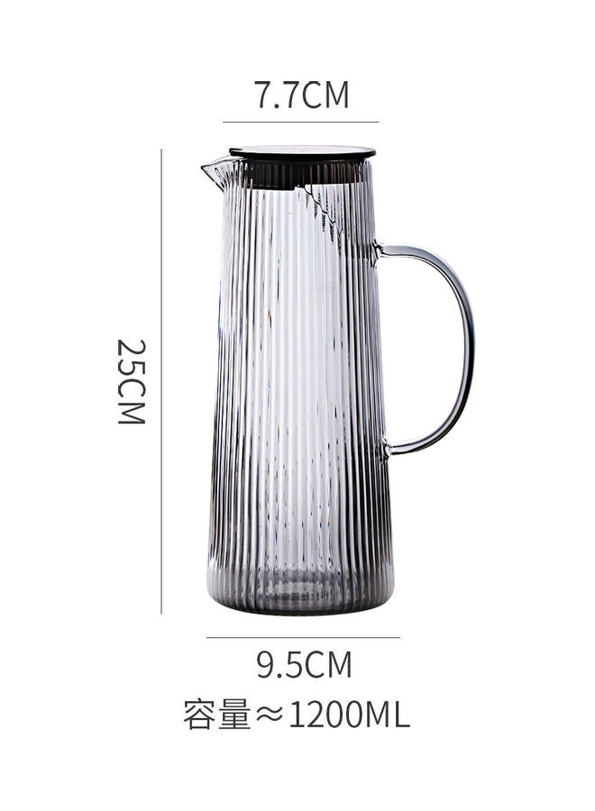 Nordic Fresh Striped Glass Jug With Lid For Homemade Beverages Grey/Black 25x7.7x9.5cm