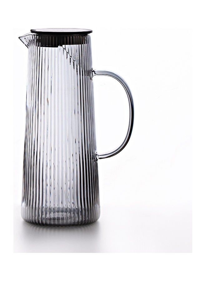 Nordic Fresh Striped Glass Jug With Lid For Homemade Beverages Grey/Black 25x7.7x9.5cm