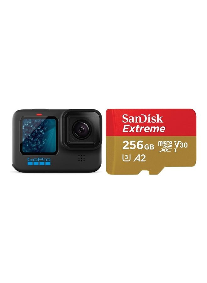 Hero11 Waterproof Action Camera With SanDisk 256GB Extreme MicroSD UHS I Card For 4K Video On Smartphones, Action Cams And Drones