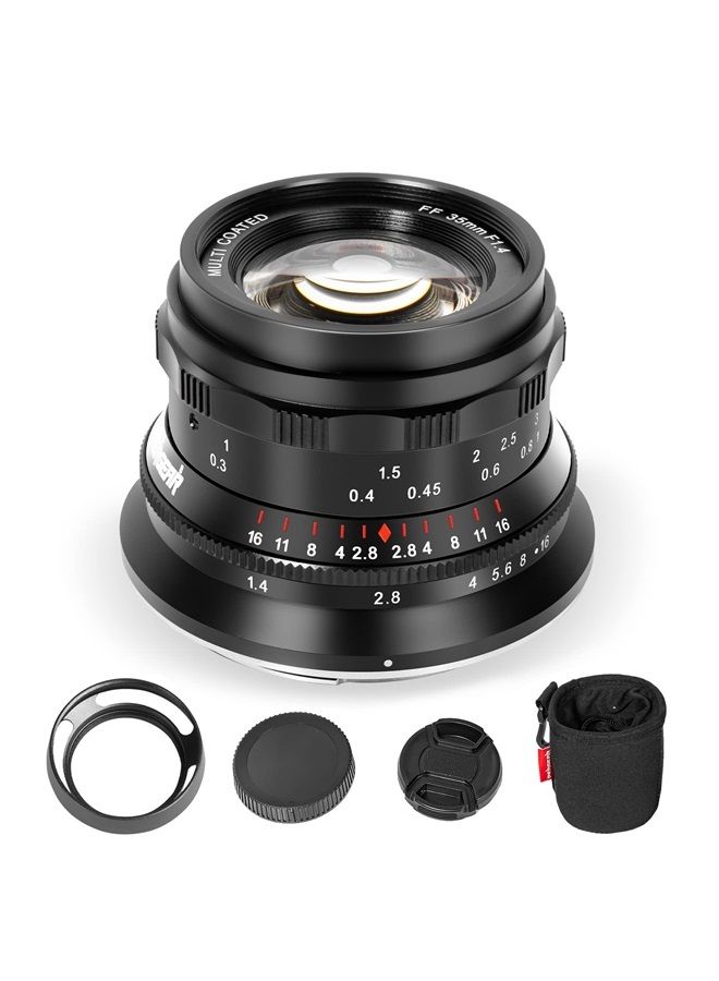 35mm F1.4 Full-Frame Manual Focus Lens, Compatible with Sony E-Mount Cameras A7 A7II A7III A7R A7RII A7RIII A7RIV A7S A7SII A7SIII A9 A7C A6400 A6000 A6600 A6100 A6500 A6300 (Black)