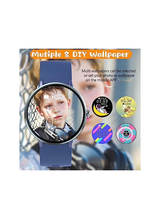 Smart Watch, Children Fitness Activity Tracker for girls boys, IP68 Waterproof Kids Smart Watch with 19 Sport Modes, Pedometers, Heart Rate, Sleep Monitor (Blue)