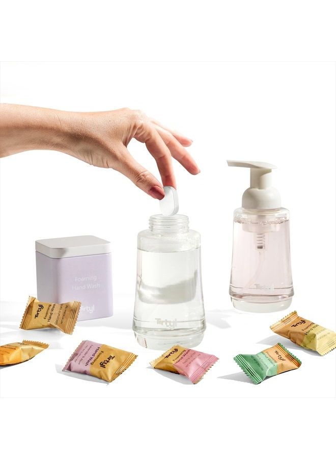 Hand Soap Duo Kit - 2 Glass Foaming Dispensers + 6 Tablet Refills - Compostable Packaging - Variety Fragrances - 48 fl oz total (makes 6x 8 fl oz bottles of soap)