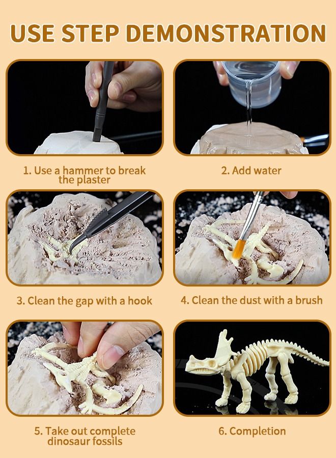 3-In-1 Scientific Experiment Kits STEM Activities Educational Toys for Kids, Archaeological Excavation Toy, Erupting Volcano Science Kit and Scene Construction 3-In-1 Kits