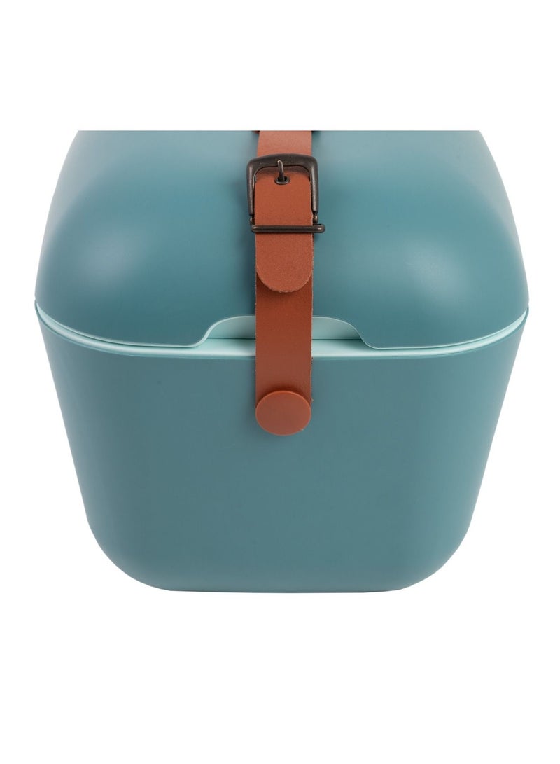 12L Classic Cooler Box with Leather Strap , Blue & Marine | Rigid Thermal Insulated Ice Box for Beach, Picnic & Party | Convertible Lid & Polypropylene Insulation