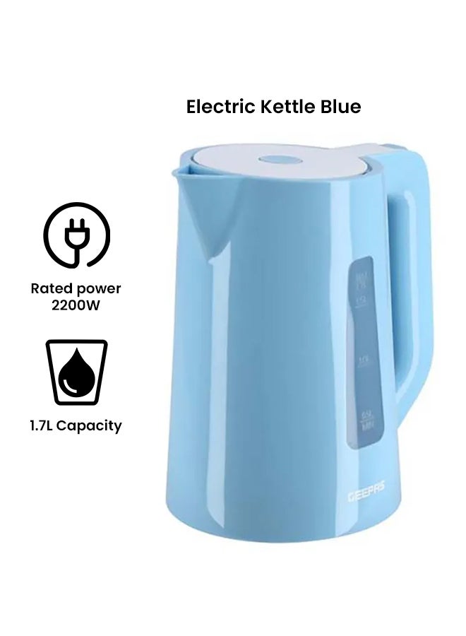 Cordless Electric Kettle - Safety Lock, Boil Dry Protection 1.7 L 2200 W GK5449N blue