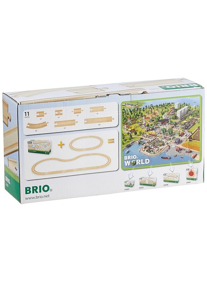 World 33401 Beginner'S Expansion Pack ; 11 Piece Wooden Train Tracks For Kids Ages 3 And Up