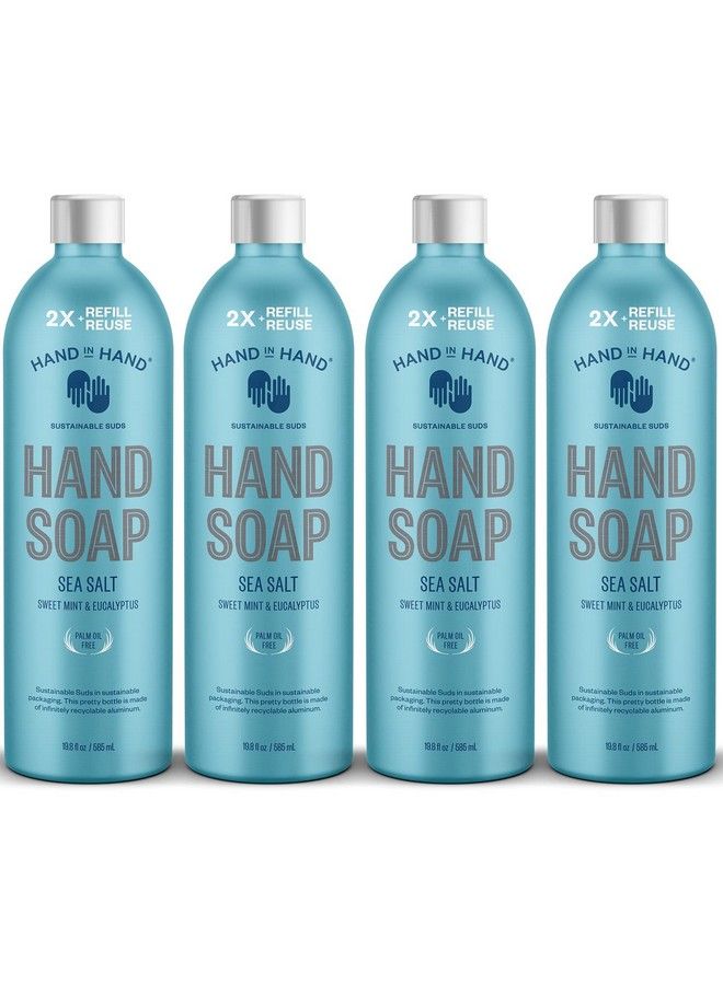 Nourishing Liquid Hand Soap Refill 19.8 Fl Oz Sweet Mint & Eucalyptus Sea Salt Scent 4 Pack