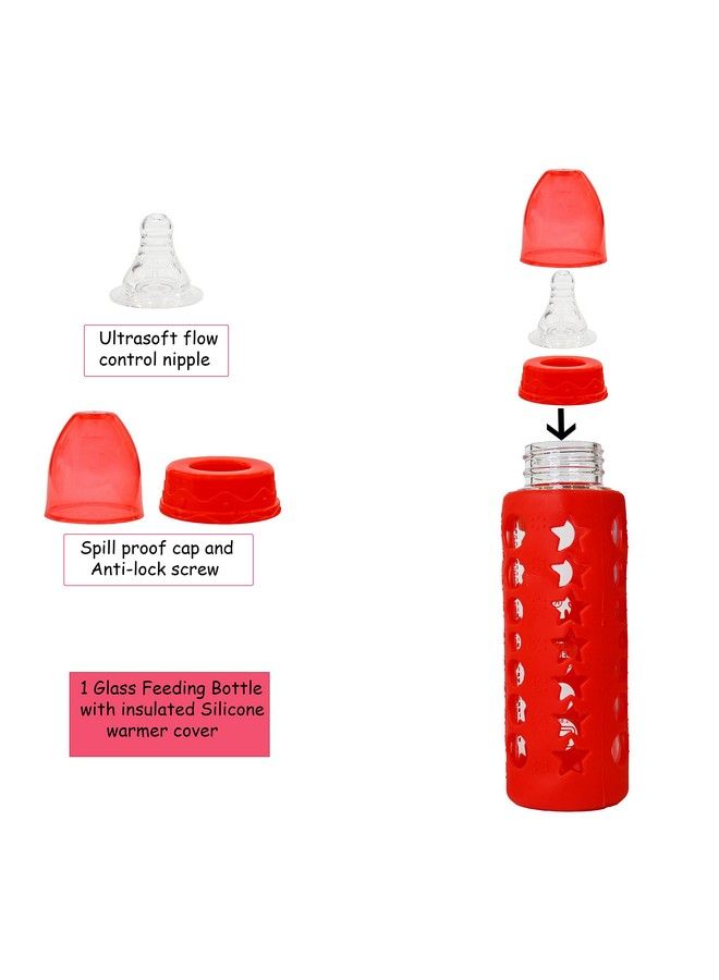 High Borosilicate Glass Feeding Bottle For Baby Feeder For Newborn ;Super Soft Flow Control & Anti Colic Nipple For Infants Toddlers