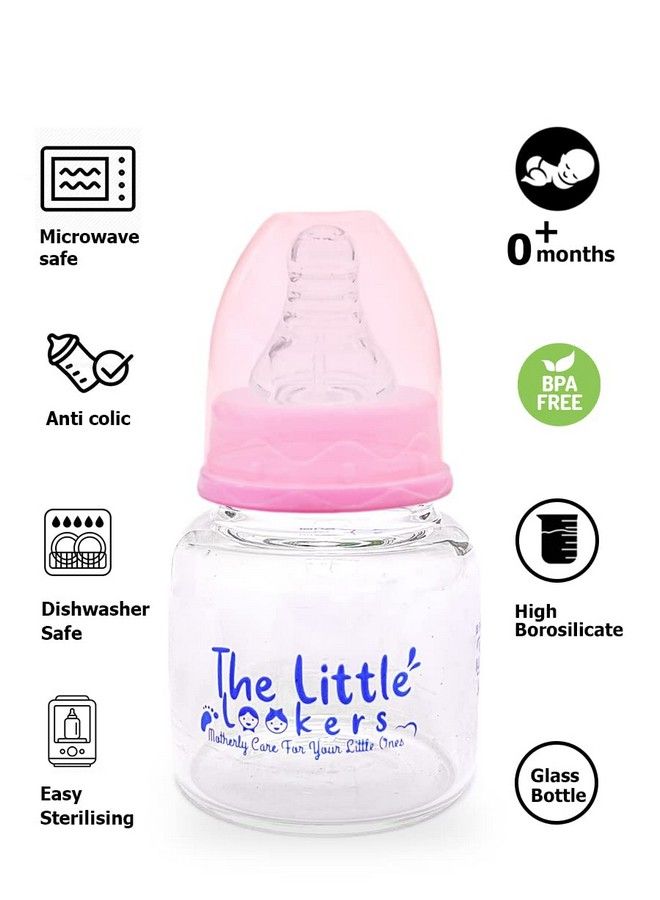 Glass Feeding Bottle For Newborn Baby ; Crystal Diamond Glass Feeders 100% Bpa Free (Combo 60Ml Pink & Blue)
