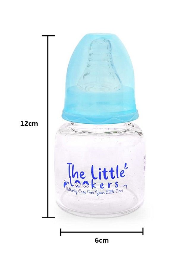 Glass Feeding Bottle For Newborn Baby ; Crystal Diamond Glass Feeders 100% Bpa Free (Combo 60Ml Pink & Blue)