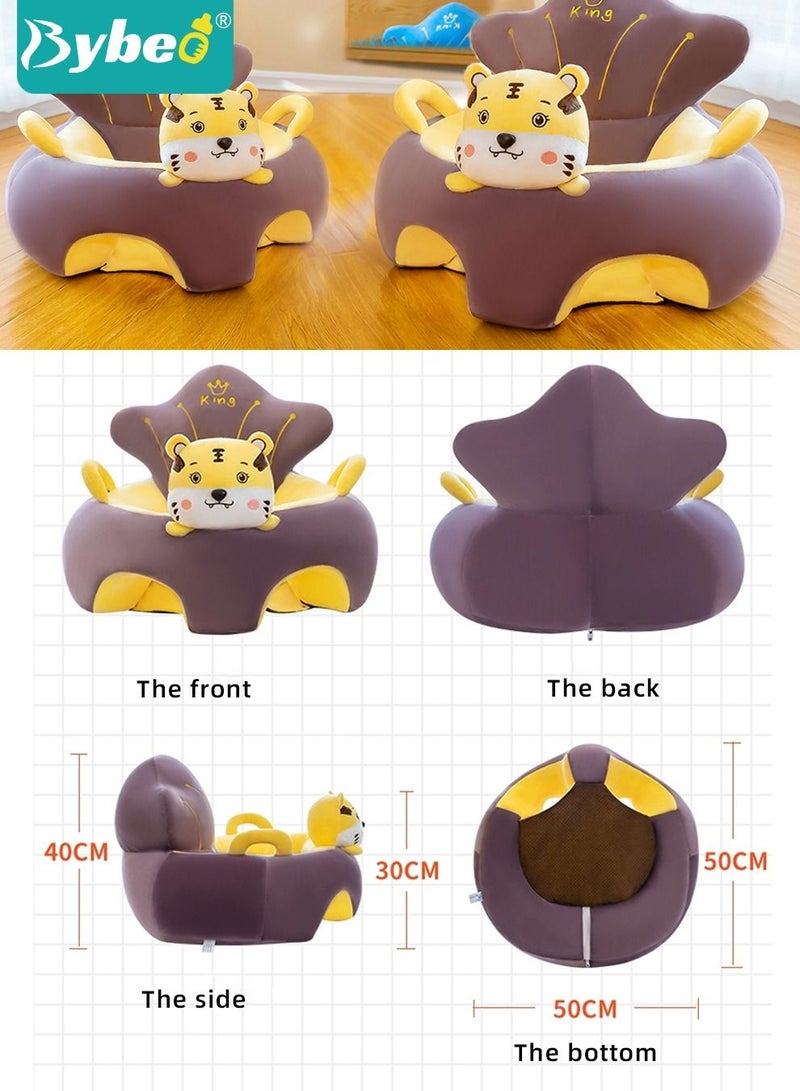 Baby Sitting Support Seat Sofa, Infant Learning Chair Head Protect - Crystal Velvet Fabric, PP Cotton Filling, Perfect Toddler Gift to Learn to Sit