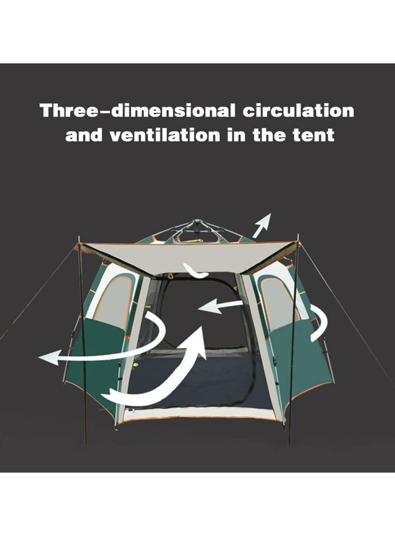 Premium Quality Camping Tent 4 to 5 Person Pop Up Cabin Full-Automatic Waterproof Tent with Porch Windproof Ultraviolet-proof Cabin Tent for Camping Hiking Mountaineering
