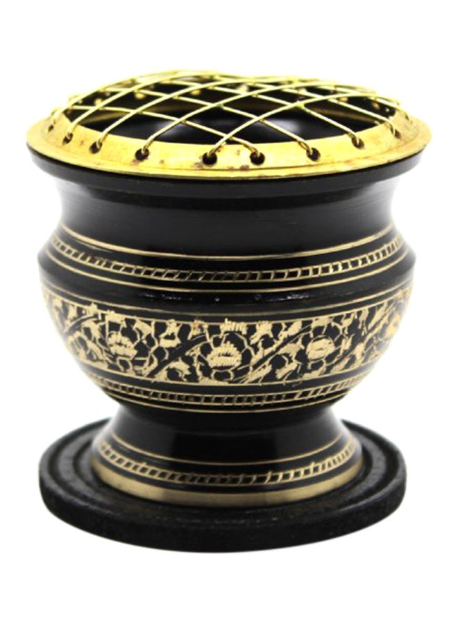 Tall Decorated Brass Charcoal Screen Incense Burner