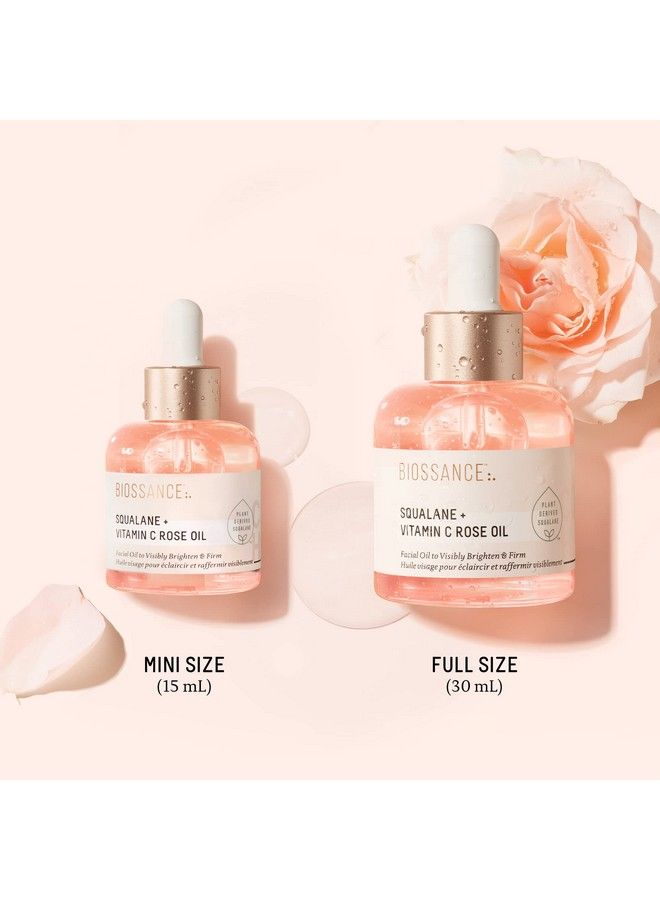 Squalane + Vitamin C Rose Oil Facial Oil To Visibly Brighten Hydrate Firm And Reveal Radiant Skin (10 Ounces)