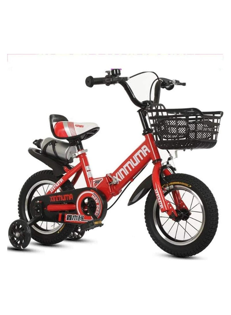 12 inch Kids Bike with Handbrake and Basket with Training Wheels and Fenders Princess Bike