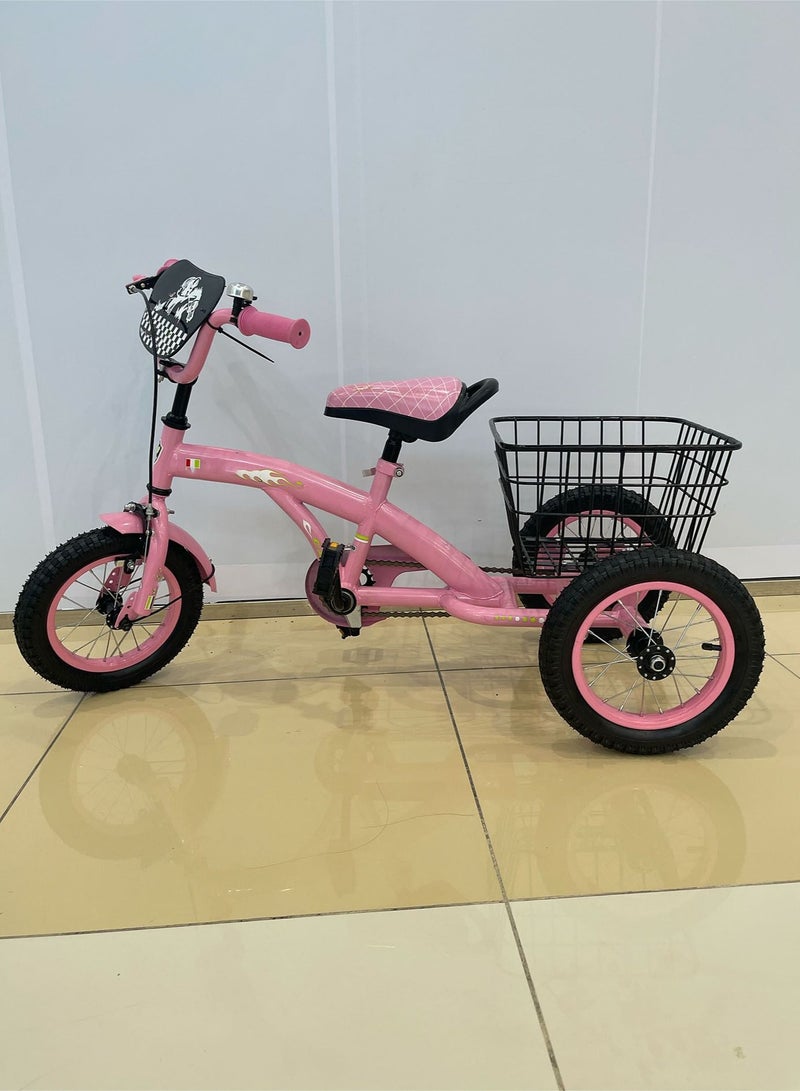 100% Assembled Tricycle 12-Inch Children's 3-Wheel Bicycle With Basket On The Back
