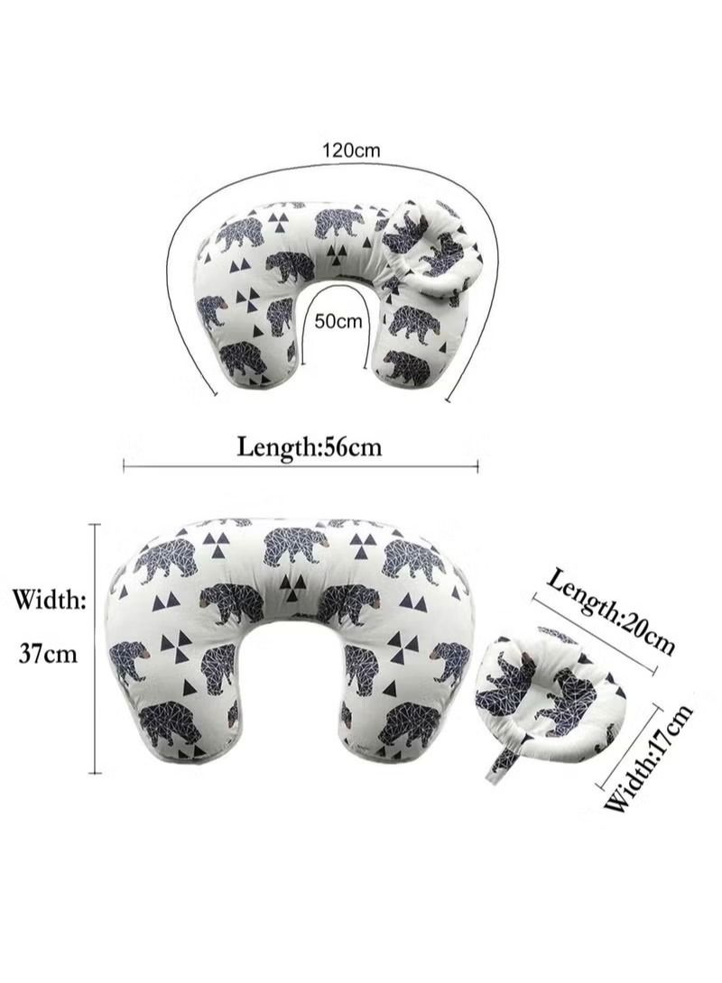 Newborn Breastfeeding Pillow 45°Angle Adjustable Pillow for Babies Nursing Baby Lounger Black Bear